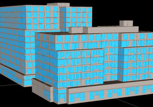 Commercial energy model rendering of a multifamily building